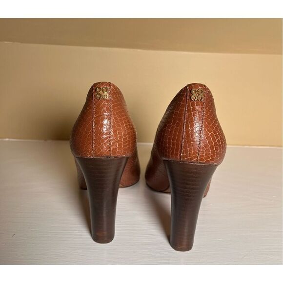 Coach Sue Snakeskin Brown Leather Pump Gold Hardware Detail Size EU 37.5 US 7 - Picture 4 of 10